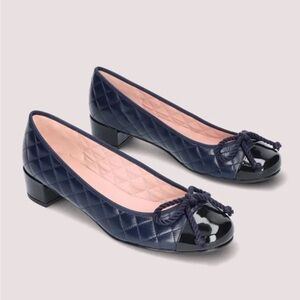 Pretty Ballerinas Navy Quilted Flats with Black Toe
